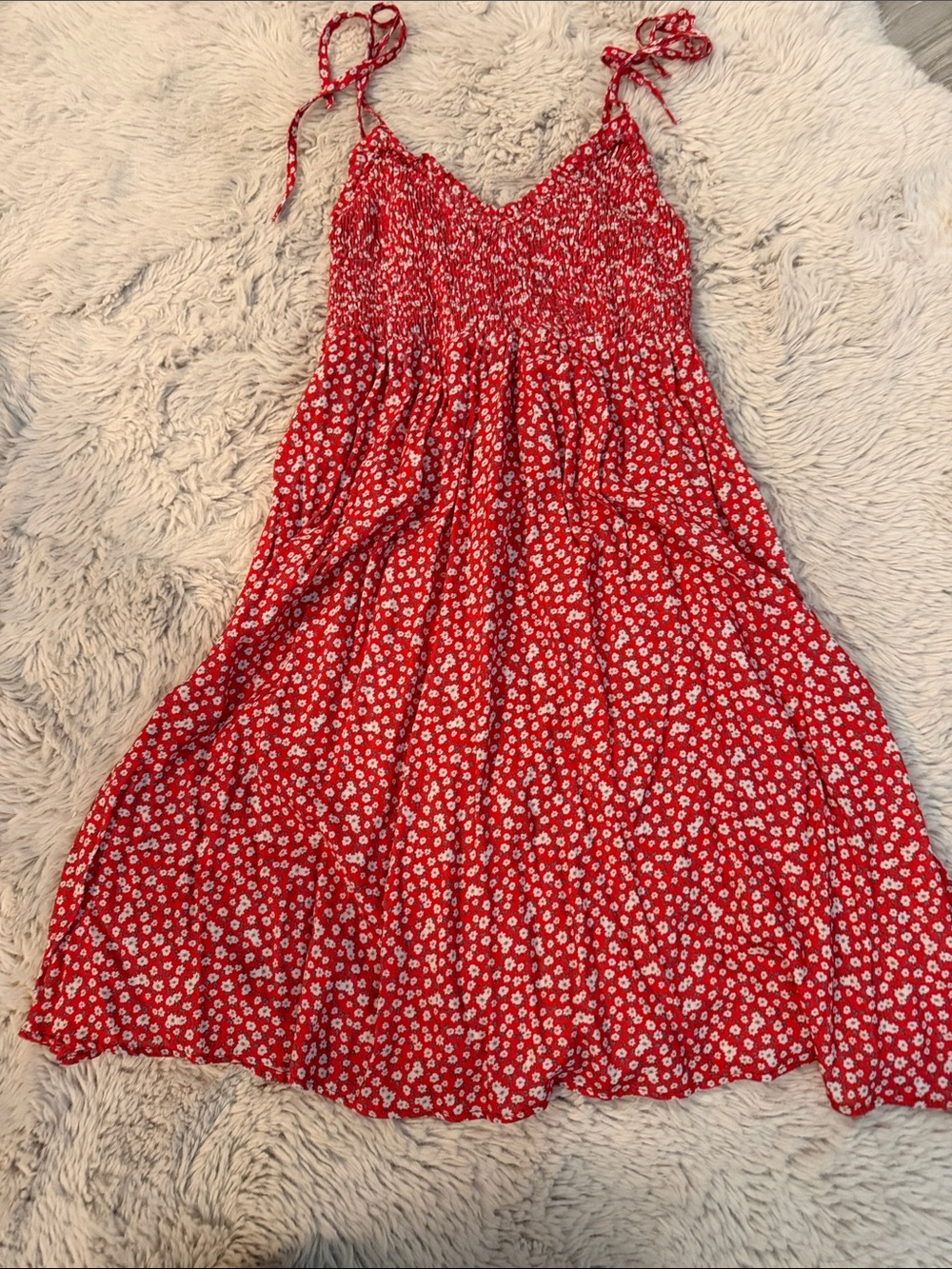 Zara Red Floral Mini Skirt with Smocked Waist
